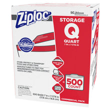 Load image into Gallery viewer, Ziploc® wholesale. Double Zipper Storage Bags, 1 Qt, 1.75 Mil, 7&quot; X 7.75&quot;, Clear, 500-box. HSD Wholesale: Janitorial Supplies, Breakroom Supplies, Office Supplies.