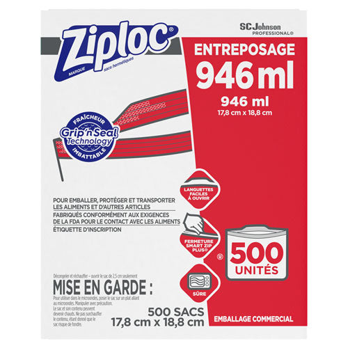 Ziploc® wholesale. Double Zipper Storage Bags, 1 Qt, 1.75 Mil, 7" X 7.75", Clear, 500-box. HSD Wholesale: Janitorial Supplies, Breakroom Supplies, Office Supplies.