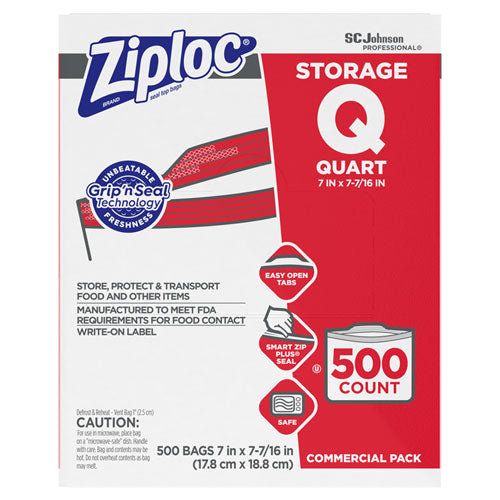 Ziploc® wholesale. Double Zipper Storage Bags, 1 Qt, 1.75 Mil, 7