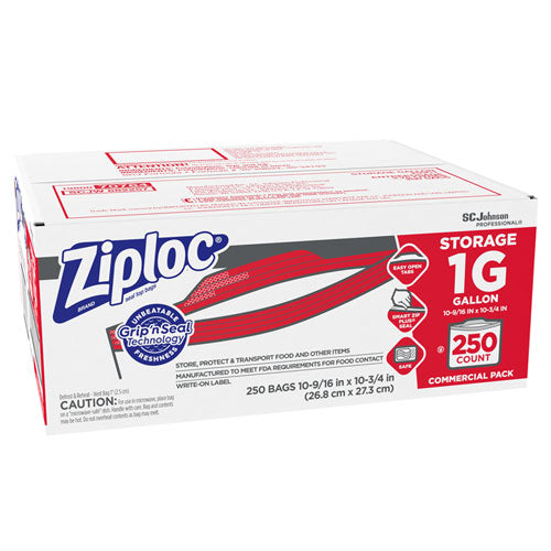 Ziploc® wholesale. Double Zipper Storage Bags, 1 Gal, 1.75 Mil, 10.56" X 10.75", Clear, 250-box. HSD Wholesale: Janitorial Supplies, Breakroom Supplies, Office Supplies.