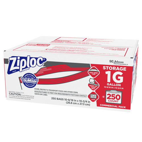 Ziploc® wholesale. Double Zipper Storage Bags, 1 Gal, 1.75 Mil, 10.56" X 10.75", Clear, 250-box. HSD Wholesale: Janitorial Supplies, Breakroom Supplies, Office Supplies.