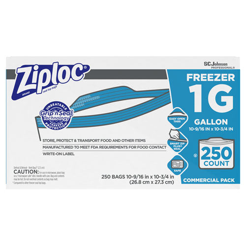 Ziploc® wholesale. Double Zipper Freezer Bags, 1 Gal, 2.7 Mil, 10.56" X 10.75", Clear, 250-carton. HSD Wholesale: Janitorial Supplies, Breakroom Supplies, Office Supplies.