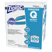 Load image into Gallery viewer, Ziploc® wholesale. Double Zipper Freezer Bags, 1 Qt, 2.7 Mil, 7&quot; X 7.75&quot;, Clear, 300-carton. HSD Wholesale: Janitorial Supplies, Breakroom Supplies, Office Supplies.