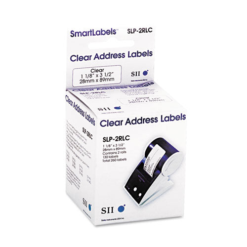 Seiko wholesale. Slp-2rlc Self-adhesive Address Labels, 1.12" X 3.5", Clear, 130 Labels-roll, 2 Rolls-box. HSD Wholesale: Janitorial Supplies, Breakroom Supplies, Office Supplies.