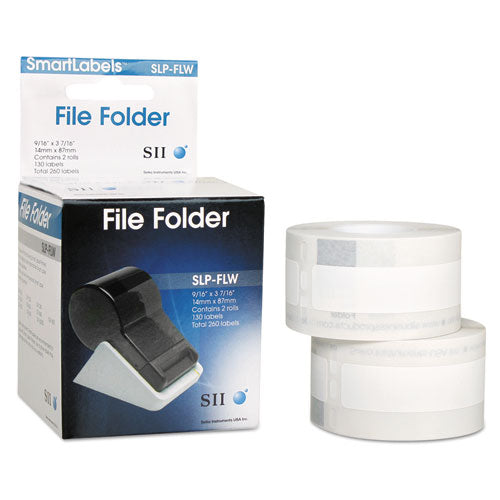 Seiko wholesale. Slp-flw Self-adhesive File Folder Labels, 0.56" X 3.43", White, 130 Labels-roll, 2 Rolls-box. HSD Wholesale: Janitorial Supplies, Breakroom Supplies, Office Supplies.