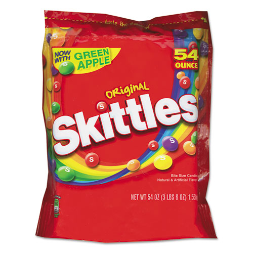 Skittles® wholesale. Chewy Candy, 54 Oz Bag, Original. HSD Wholesale: Janitorial Supplies, Breakroom Supplies, Office Supplies.