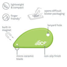 Load image into Gallery viewer, slice® wholesale. Safety Cutters, Fixed, Non Replaceable Micro Safety Blade, Ceramic, Green. HSD Wholesale: Janitorial Supplies, Breakroom Supplies, Office Supplies.