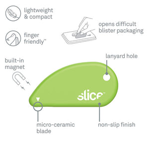 slice® wholesale. Safety Cutters, Fixed, Non Replaceable Micro Safety Blade, Ceramic, Green. HSD Wholesale: Janitorial Supplies, Breakroom Supplies, Office Supplies.