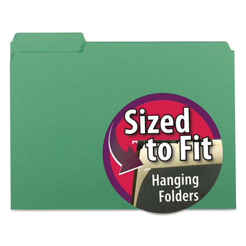 Smead® wholesale. Interior File Folders, 1-3-cut Tabs, Letter Size, Green, 100-box. HSD Wholesale: Janitorial Supplies, Breakroom Supplies, Office Supplies.