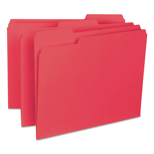 Smead® wholesale. Interior File Folders, 1-3-cut Tabs, Letter Size, Red, 100-box. HSD Wholesale: Janitorial Supplies, Breakroom Supplies, Office Supplies.
