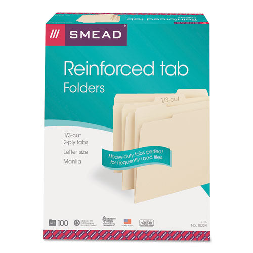 Smead® wholesale. Reinforced Tab Manila File Folders, 1-3-cut Tabs, Letter Size, 11 Pt. Manila, 100-box. HSD Wholesale: Janitorial Supplies, Breakroom Supplies, Office Supplies.