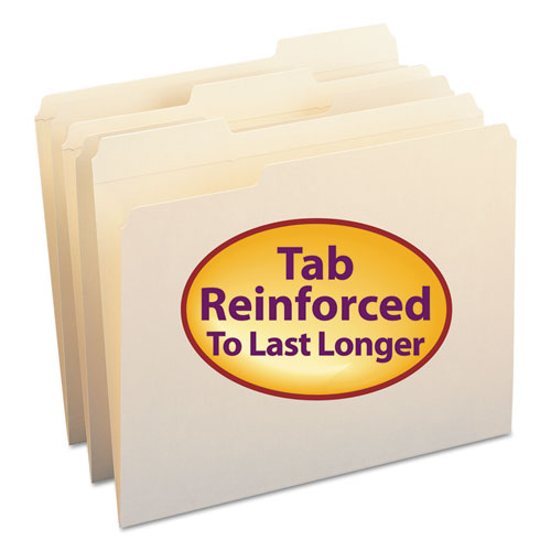 Smead® wholesale. Reinforced Tab Manila File Folders, 1-3-cut Tabs, Letter Size, 11 Pt. Manila, 100-box. HSD Wholesale: Janitorial Supplies, Breakroom Supplies, Office Supplies.