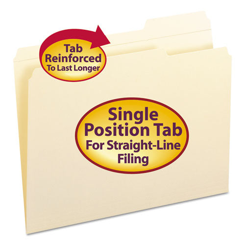 Smead® wholesale. Reinforced Tab Manila File Folders, 1-3-cut Tabs, Right Position, Letter Size, 11 Pt. Manila, 100-box. HSD Wholesale: Janitorial Supplies, Breakroom Supplies, Office Supplies.