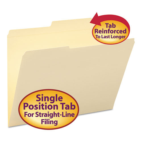 Smead® wholesale. Reinforced Guide Height File Folders, 2-5-cut 2-ply Tab, Right Of Center, Letter Size, Manila, 100-box. HSD Wholesale: Janitorial Supplies, Breakroom Supplies, Office Supplies.