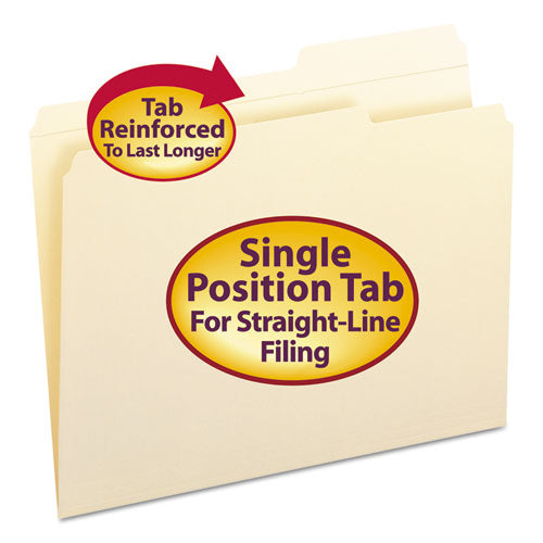 Smead® wholesale. Reinforced Guide Height File Folders, 2-5-cut Tabs, Right Of Center, Letter Size, Manila, 100-box. HSD Wholesale: Janitorial Supplies, Breakroom Supplies, Office Supplies.