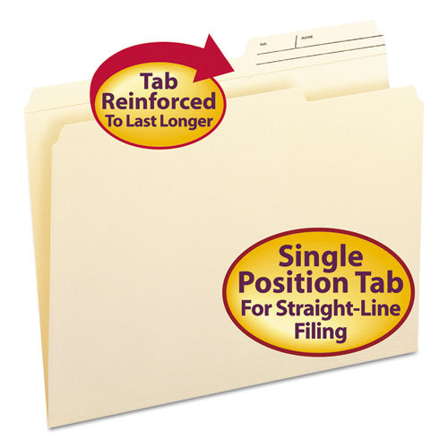 Smead® wholesale. Reinforced Guide Height File Folders, 2-5-cut Printed Tab, Right Of Center, Letter Size, Manila, 100-box. HSD Wholesale: Janitorial Supplies, Breakroom Supplies, Office Supplies.