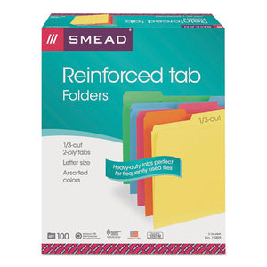 Smead® wholesale. Reinforced Top Tab Colored File Folders, 1-3-cut Tabs, Letter Size, Assorted, 100-box. HSD Wholesale: Janitorial Supplies, Breakroom Supplies, Office Supplies.