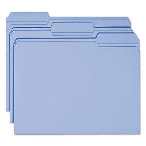 Smead® wholesale. Reinforced Top Tab Colored File Folders, 1-3-cut Tabs, Letter Size, Blue, 100-box. HSD Wholesale: Janitorial Supplies, Breakroom Supplies, Office Supplies.