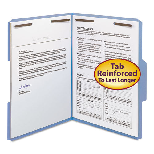 Smead® wholesale. Top Tab Colored 2-fastener Folders, 1-3-cut Tabs, Letter Size, Blue, 50-box. HSD Wholesale: Janitorial Supplies, Breakroom Supplies, Office Supplies.