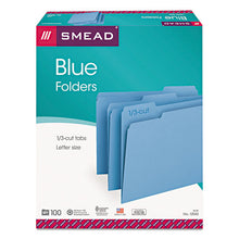 Load image into Gallery viewer, Smead® wholesale. Colored File Folders, 1-3-cut Tabs, Letter Size, Blue, 100-box. HSD Wholesale: Janitorial Supplies, Breakroom Supplies, Office Supplies.