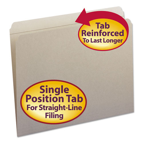 Smead® wholesale. Reinforced Top Tab Colored File Folders, Straight Tab, Letter Size, Gray, 100-box. HSD Wholesale: Janitorial Supplies, Breakroom Supplies, Office Supplies.