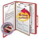 Smead® wholesale. Four-section Pressboard Top Tab Classification Folders With Safeshield Fasteners, 1 Divider, Letter Size, Bright Red, 10-box. HSD Wholesale: Janitorial Supplies, Breakroom Supplies, Office Supplies.