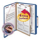 Smead® wholesale. Four-section Pressboard Top Tab Classification Folders With Safeshield Fasteners, 1 Divider, Letter Size, Dark Blue, 10-box. HSD Wholesale: Janitorial Supplies, Breakroom Supplies, Office Supplies.