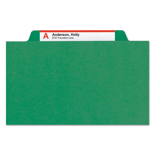 Smead® wholesale. Four-section Pressboard Top Tab Classification Folders With Safeshield Fasteners, 1 Divider, Letter Size, Green, 10-box. HSD Wholesale: Janitorial Supplies, Breakroom Supplies, Office Supplies.