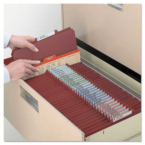 Smead® wholesale. Pressboard Classification Folders With Safeshield Coated Fasteners, 2-5 Cut, 1 Divider, Letter Size, Red, 10-box. HSD Wholesale: Janitorial Supplies, Breakroom Supplies, Office Supplies.