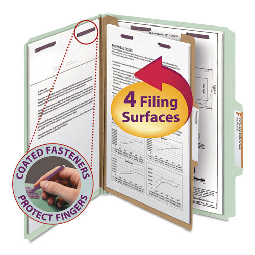 Smead® wholesale. Pressboard Classification Folders With Safeshield Coated Fasteners, 2-5 Cut, 1 Divider, Letter Size, Gray-green, 10-box. HSD Wholesale: Janitorial Supplies, Breakroom Supplies, Office Supplies.