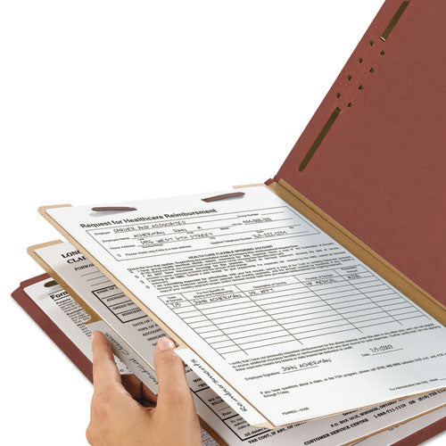 Smead® wholesale. 100% Recycled Pressboard Classification Folders, 2 Dividers, Letter Size, Red, 10-box. HSD Wholesale: Janitorial Supplies, Breakroom Supplies, Office Supplies.