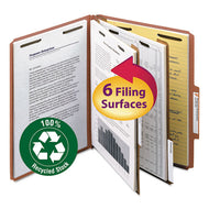 Smead® wholesale. 100% Recycled Pressboard Classification Folders, 2 Dividers, Letter Size, Red, 10-box. HSD Wholesale: Janitorial Supplies, Breakroom Supplies, Office Supplies.