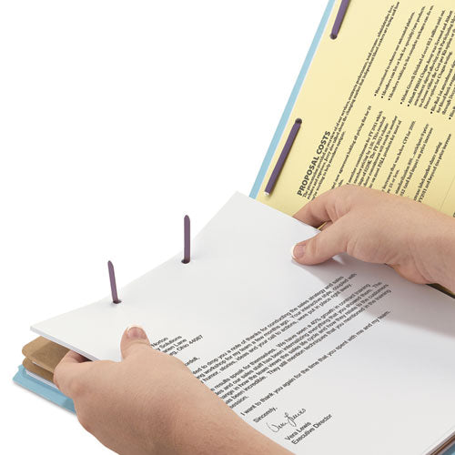 Smead® wholesale. Six-section Pressboard Top Tab Classification Folders With Safeshield Fasteners, 2 Dividers, Letter Size, Blue, 10-box. HSD Wholesale: Janitorial Supplies, Breakroom Supplies, Office Supplies.