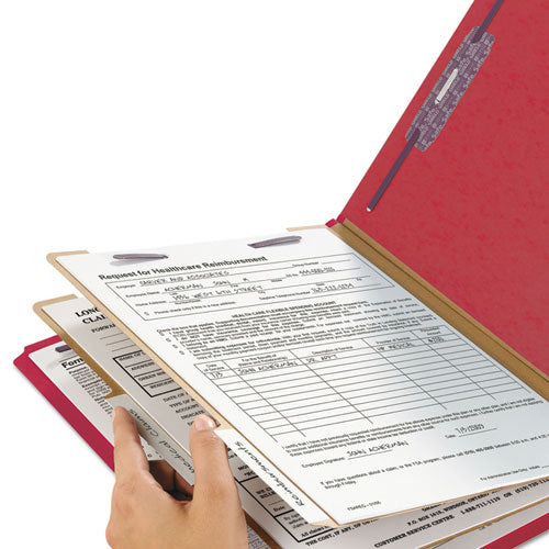 Smead® wholesale. Six-section Pressboard Top Tab Classification Folders With Safeshield Fasteners, 2 Dividers, Letter Size, Bright Red, 10-box. HSD Wholesale: Janitorial Supplies, Breakroom Supplies, Office Supplies.