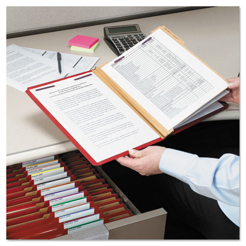 Smead® wholesale. Six-section Pressboard Top Tab Classification Folders With Safeshield Fasteners, 2 Dividers, Letter Size, Bright Red, 10-box. HSD Wholesale: Janitorial Supplies, Breakroom Supplies, Office Supplies.