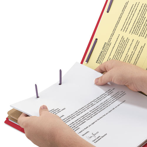 Smead® wholesale. Six-section Pressboard Top Tab Classification Folders With Safeshield Fasteners, 2 Dividers, Letter Size, Bright Red, 10-box. HSD Wholesale: Janitorial Supplies, Breakroom Supplies, Office Supplies.