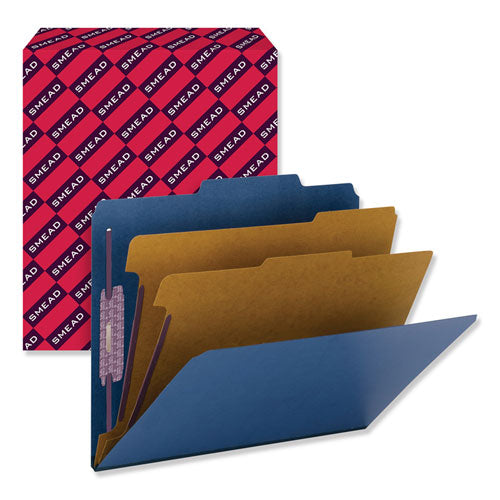 Smead® wholesale. Six-section Pressboard Top Tab Classification Folders With Safeshield Fasteners, 2 Dividers, Letter Size, Dark Blue, 10-box. HSD Wholesale: Janitorial Supplies, Breakroom Supplies, Office Supplies.