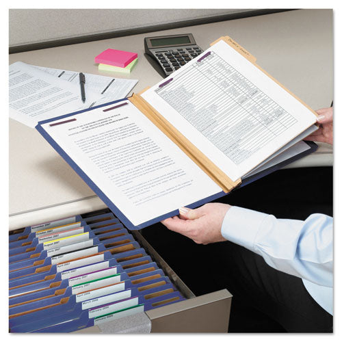 Smead® wholesale. Six-section Pressboard Top Tab Classification Folders With Safeshield Fasteners, 2 Dividers, Letter Size, Dark Blue, 10-box. HSD Wholesale: Janitorial Supplies, Breakroom Supplies, Office Supplies.