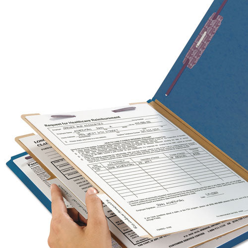 Smead® wholesale. Six-section Pressboard Top Tab Classification Folders With Safeshield Fasteners, 2 Dividers, Letter Size, Dark Blue, 10-box. HSD Wholesale: Janitorial Supplies, Breakroom Supplies, Office Supplies.