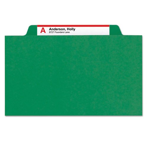 Smead® wholesale. Six-section Pressboard Top Tab Classification Folders With Safeshield Fasteners, 2 Dividers, Letter Size, Green, 10-box. HSD Wholesale: Janitorial Supplies, Breakroom Supplies, Office Supplies.