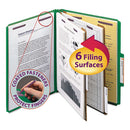 Smead® wholesale. Six-section Pressboard Top Tab Classification Folders With Safeshield Fasteners, 2 Dividers, Letter Size, Green, 10-box. HSD Wholesale: Janitorial Supplies, Breakroom Supplies, Office Supplies.
