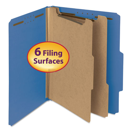 Smead® wholesale. 100% Recycled Pressboard Classification Folders, 2 Dividers, Letter Size, Dark Blue, 10-box. HSD Wholesale: Janitorial Supplies, Breakroom Supplies, Office Supplies.
