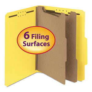 Smead® wholesale. 100% Recycled Pressboard Classification Folders, 2 Dividers, Letter Size, Yellow, 10-box. HSD Wholesale: Janitorial Supplies, Breakroom Supplies, Office Supplies.