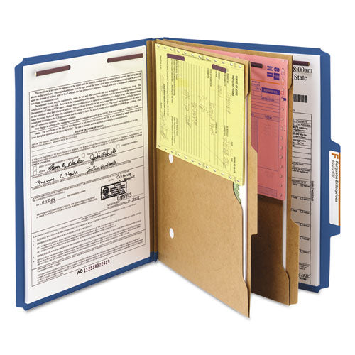 Smead® wholesale. 6-section Pressboard Top Tab Pocket-style Classification Folders With Safeshield Fasteners, 2 Dividers, Letter, Blue, 10-box. HSD Wholesale: Janitorial Supplies, Breakroom Supplies, Office Supplies.