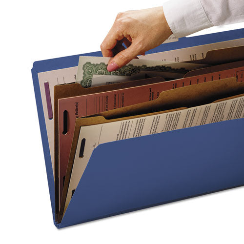 Smead® wholesale. 6-section Pressboard Top Tab Pocket-style Classification Folders With Safeshield Fasteners, 2 Dividers, Letter, Blue, 10-box. HSD Wholesale: Janitorial Supplies, Breakroom Supplies, Office Supplies.