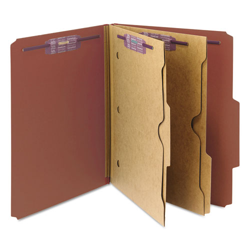 Smead® wholesale. 6-section Pressboard Top Tab Pocket-style Classification Folders With Safeshield Fasteners, 2 Dividers, Letter, Red, 10-box. HSD Wholesale: Janitorial Supplies, Breakroom Supplies, Office Supplies.