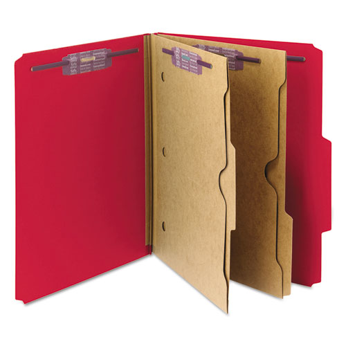 Smead® wholesale. 6-section Pressboard Top Tab Pocket-style Classification Folders With Safeshield Fasteners, 2 Dividers, Letter, Red, 10-box. HSD Wholesale: Janitorial Supplies, Breakroom Supplies, Office Supplies.