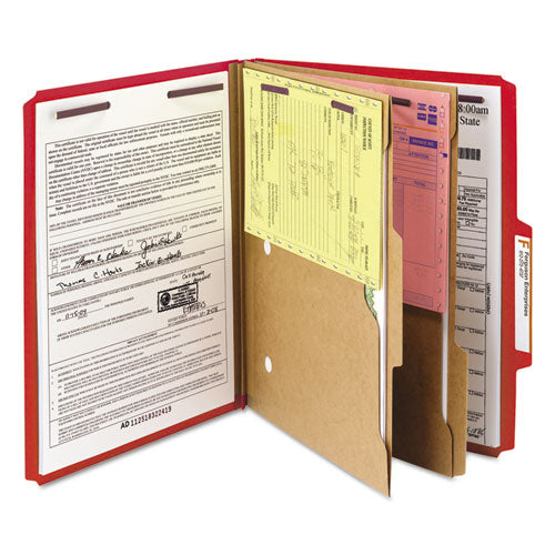 Smead® wholesale. 6-section Pressboard Top Tab Pocket-style Classification Folders With Safeshield Fasteners, 2 Dividers, Letter, Red, 10-box. HSD Wholesale: Janitorial Supplies, Breakroom Supplies, Office Supplies.