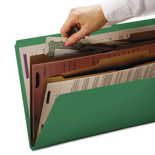 Smead® wholesale. 6-section Pressboard Top Tab Pocket-style Classification Folders With Safeshield Fasteners, 2 Dividers, Letter, Green, 10-box. HSD Wholesale: Janitorial Supplies, Breakroom Supplies, Office Supplies.
