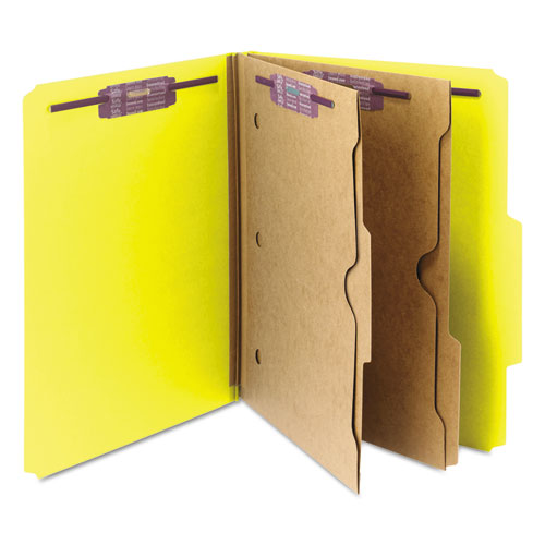 Smead® wholesale. 6-section Pressboard Top Tab Pocket-style Classification Folders With Safeshield Fasteners, 2 Dividers, Letter, Yellow, 10-bx. HSD Wholesale: Janitorial Supplies, Breakroom Supplies, Office Supplies.